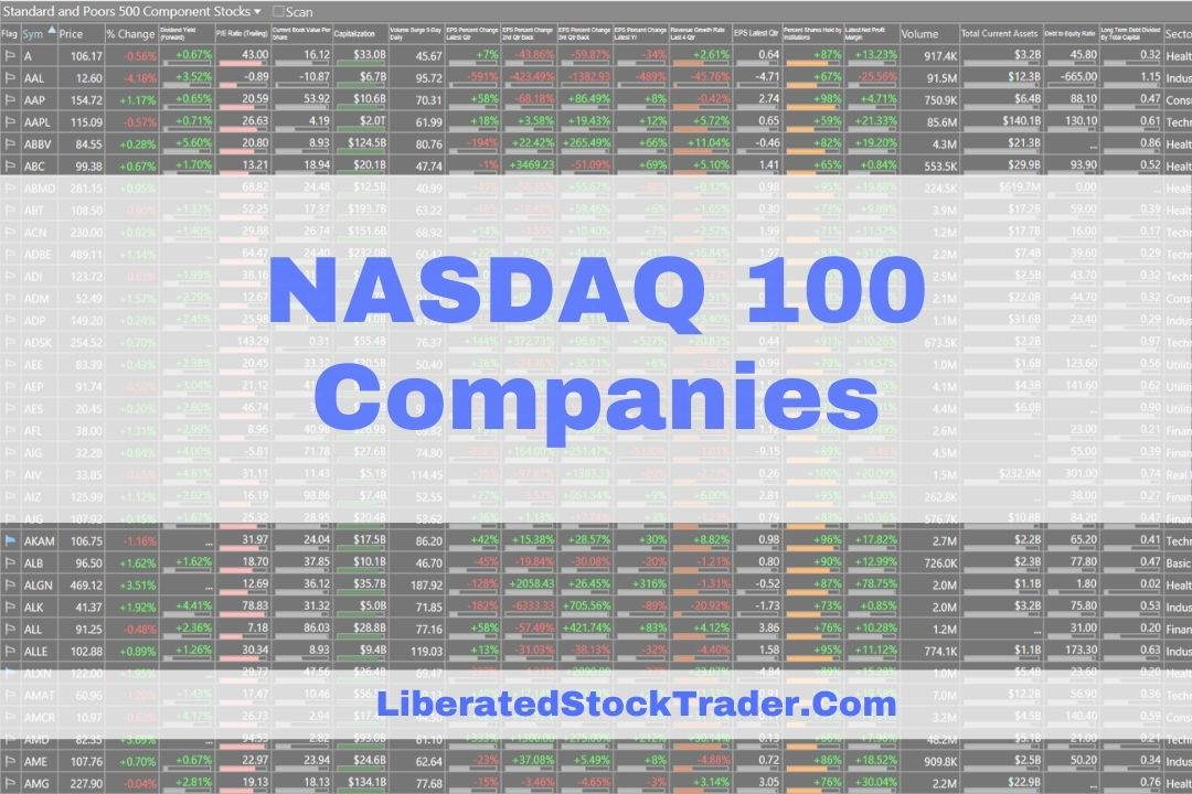 NASDAQ 100 Companies Listed by Sector & Market Cap & PE Ratio NASDAQ 100 Companies Listed by Sector & Market Cap & PE Ratio